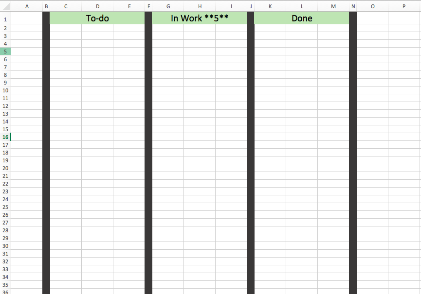 Scrum Task Board Excel Template from sanzubusinesstraining.com