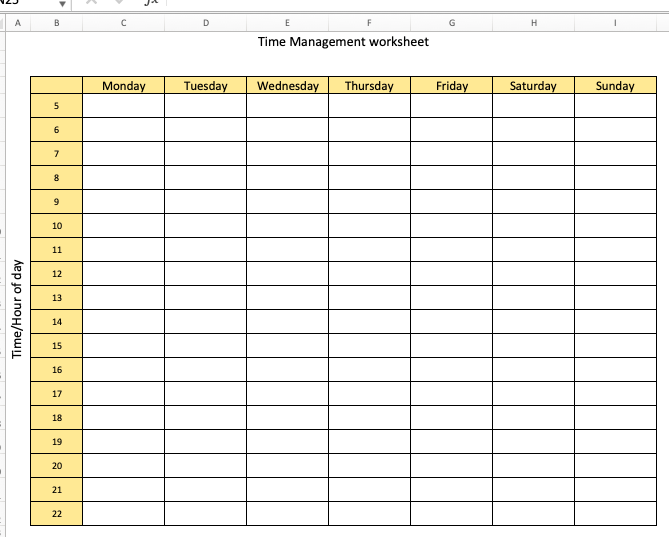 student time management chart