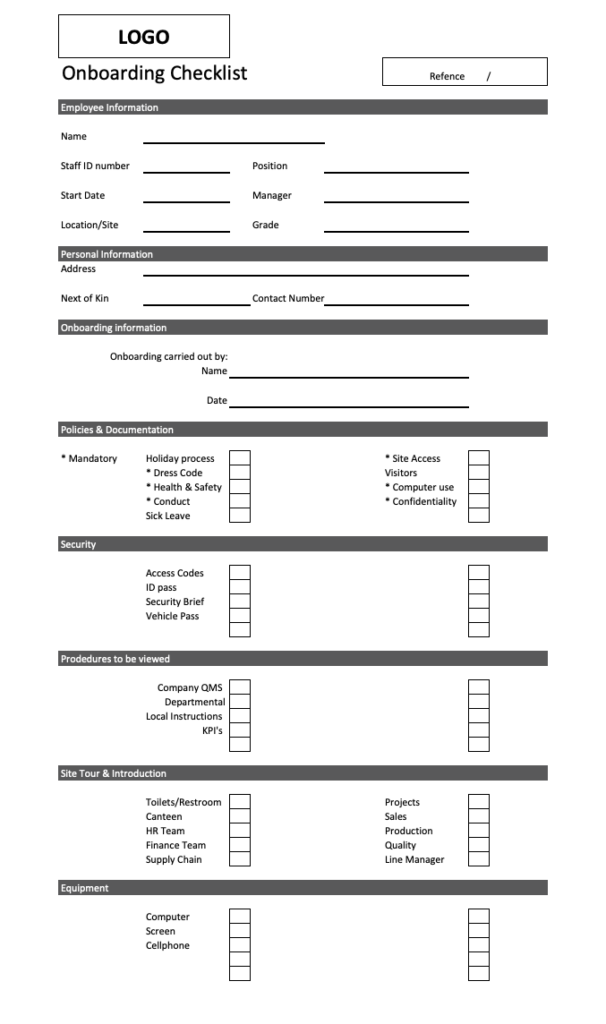 New Employee Onboarding Checklist Template Excel Template 1 Resume Vrogue