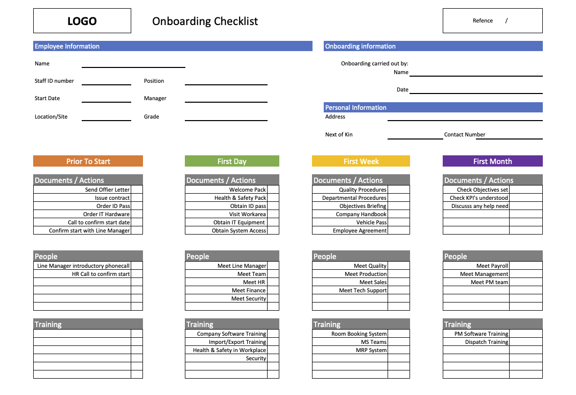 Onboarding Excel Template